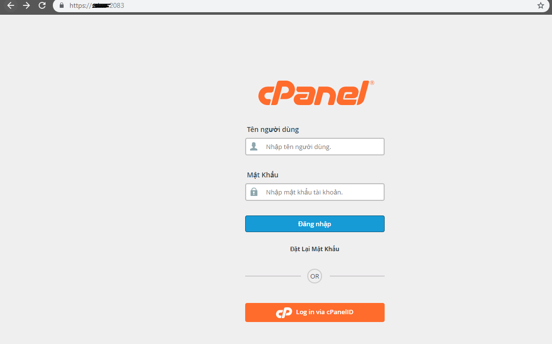 đăng nhập vào cPanel của host mới