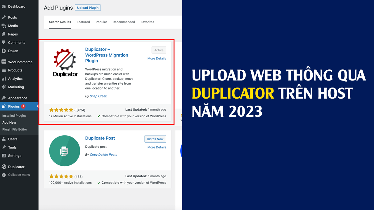 Upload web thông qua Duplicator trên host năm 2022