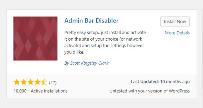 Admin bar Disabler
