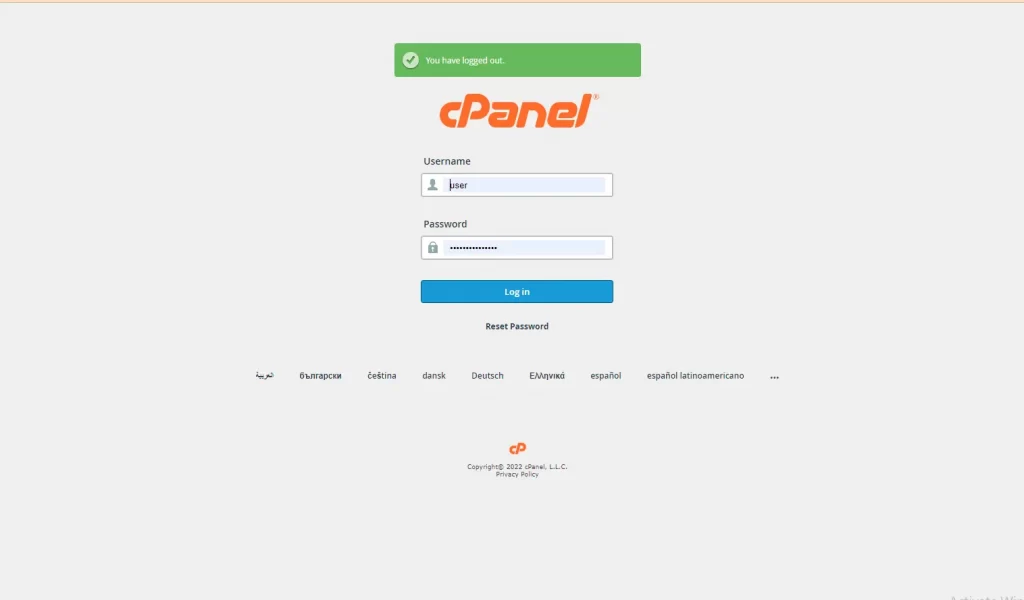 Đăng nhập vào hosting cPanel