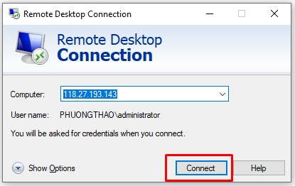 Cách sử dụng Remote Desktop kết nối Cloud Server trên Window 3